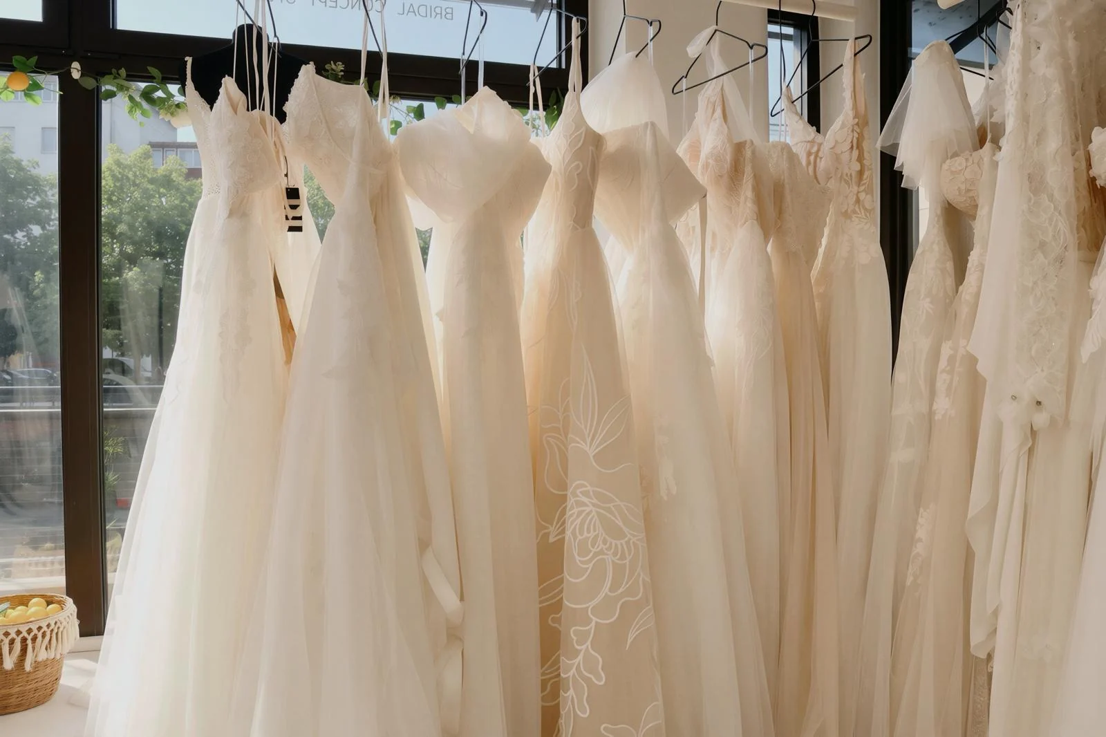 Ruhiger Ausschnitt der Kleiderstange im Liebelei-Store mit Spitzendetails